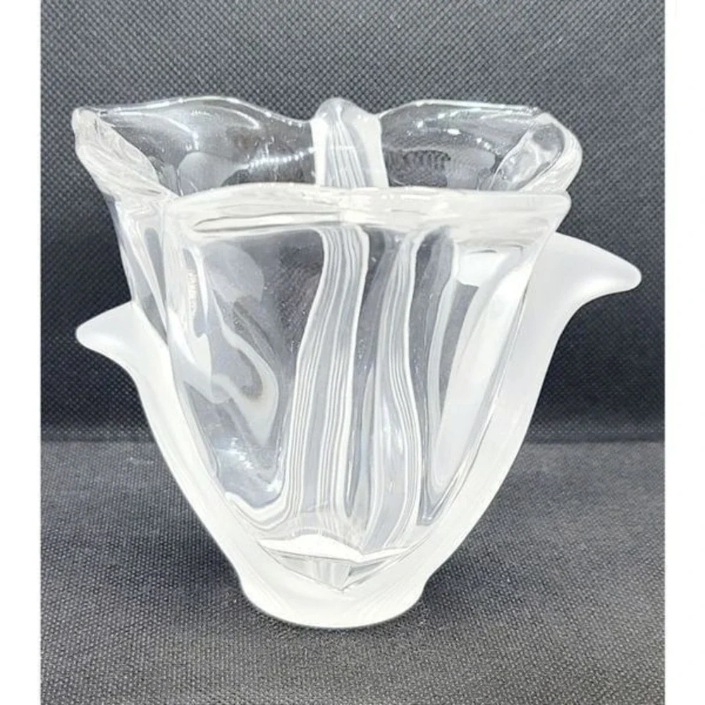 Crystal Frosted & Clear Vase/Votive